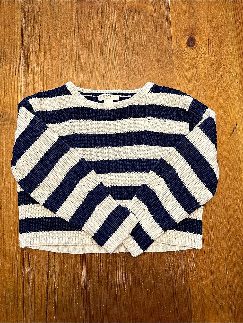 crewcuts Girls Striped Crewneck Sweater in Navy & White Size XXS(2-3)